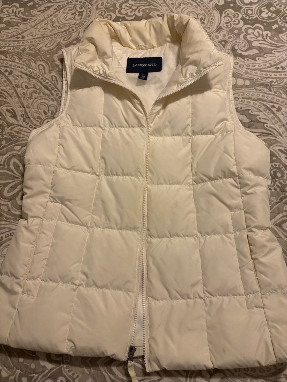 Lands' End Women's Ivory Quilted Puffer Vest